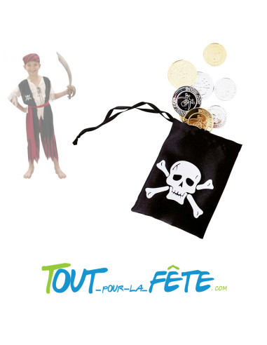 Bourse de pirate avec 12 pièces