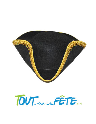 Chapeau pirate tricorne liseré or