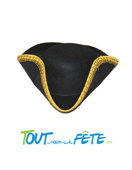 Chapeau pirate tricorne liseré or