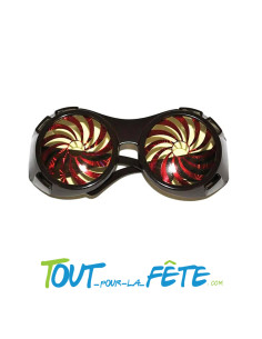 Lunettes steampunk spirale marron et rouge