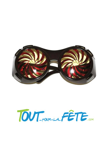 Lunettes steampunk spirale marron et rouge