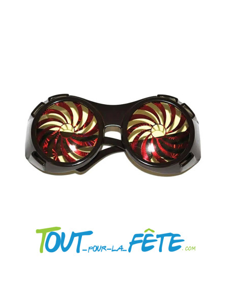 Lunettes steampunk spirale marron et rouge