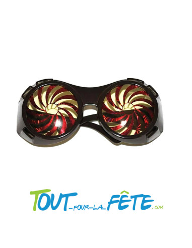 Lunettes steampunk spirale marron et rouge