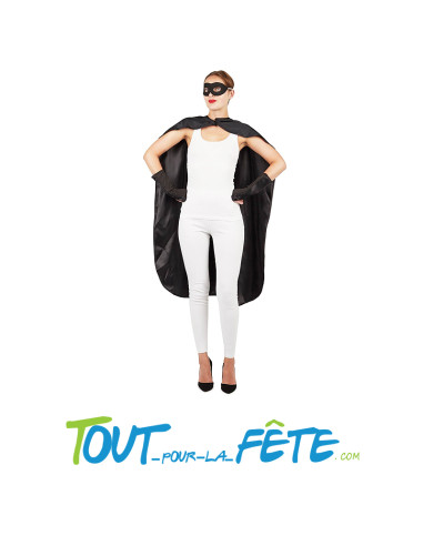 Déguisement de super-héros ( cape - loup - manchettes ) couleur noir taille unique