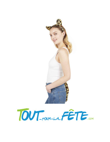 Set de léopard Serre-tête, nœud papillon, queue