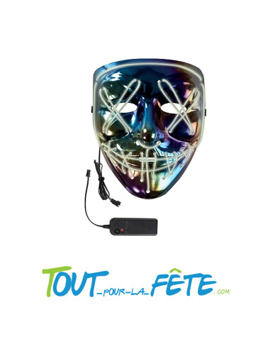 Masque visage terrifiant lumineux multicolore