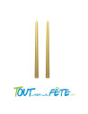 Lot de 2 bougies chandelles 30 cm doré 100% paraffine
