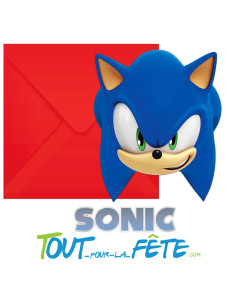 Lot de 6 invitations en carton anniversaire Sonic 2
