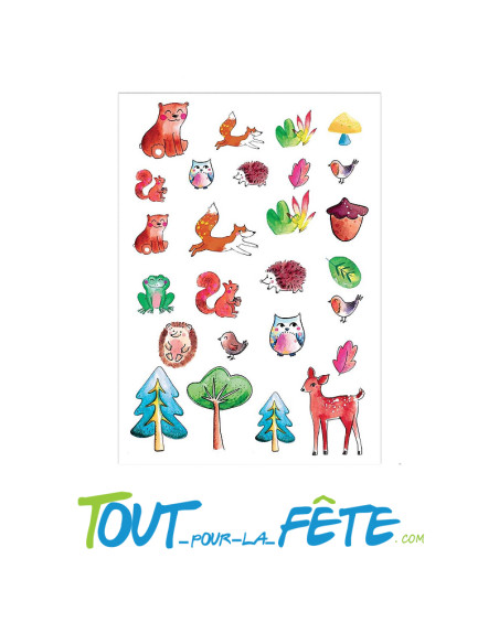 Tatouages temporaires animaux de la forêt