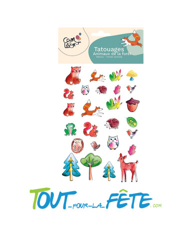Tatouages temporaires animaux de la forêt