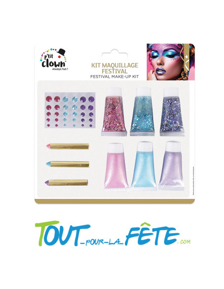 Kit maquillage festival ( strass / gels paillettes / gels crèmes / crayons )