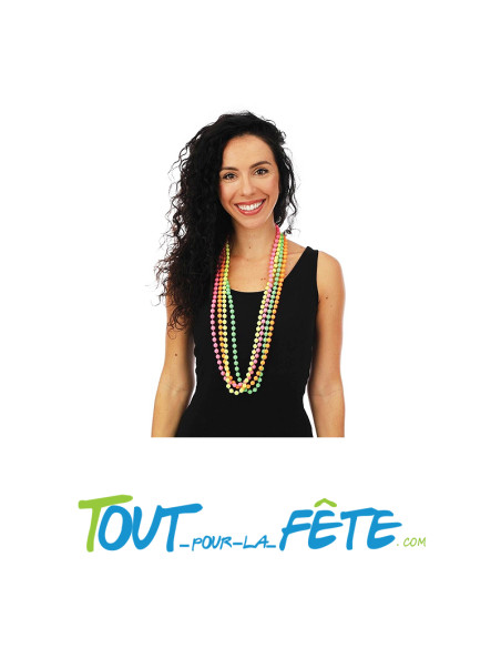 Lot de 4 colliers fluo jaune - vert - orange - rose