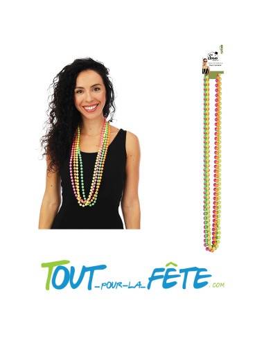 Lot de 4 colliers fluo jaune - vert - orange - rose
