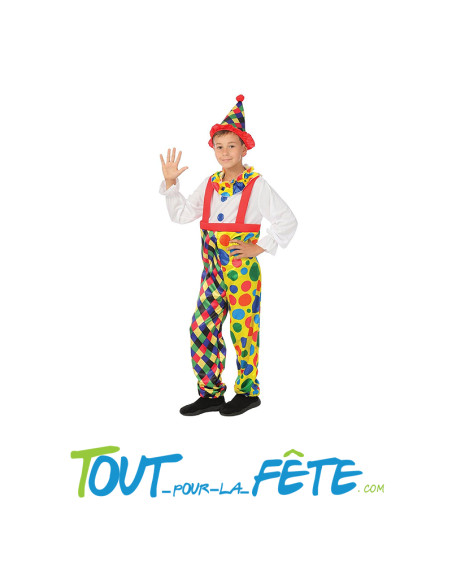 Déguisement de clown multicolore taille enfant