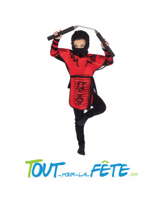 Set de ninja ( cagoule - tunique - 2 bandeaux - ceinture - nunchaku )