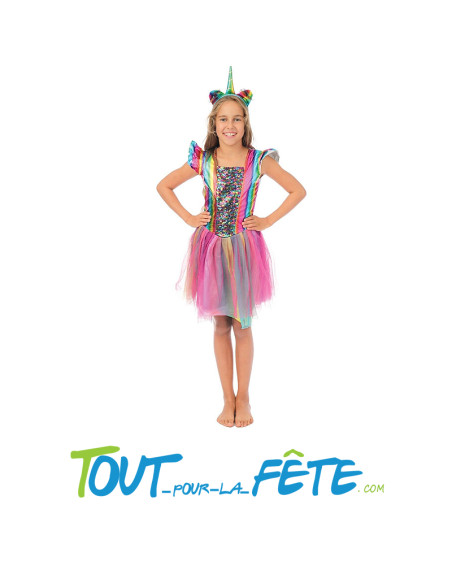 Déguisement licorne multicolore taille enfant