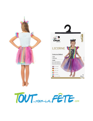 Déguisement licorne multicolore taille enfant