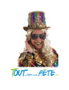 Chapeau haut de forme luxe crazy cabaret multioclore ( coachella )