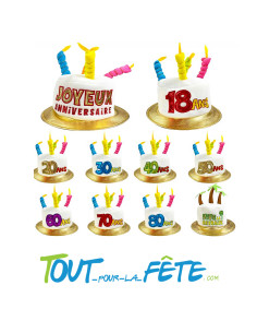 Chapeaux bougies joyeux anniversaire par âge doré