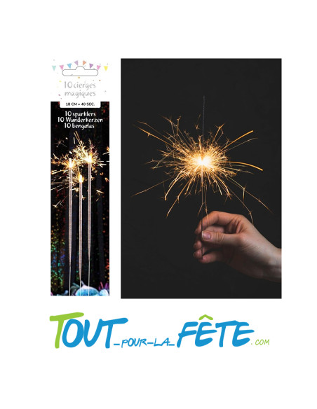 lot de 10 cierges magiques 18 cm 40 seconde