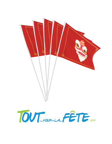 10 Drapeaux Nouvel An Chinois 9.5x16 cm