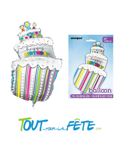 Ballon aluminium Gâteau d'anniversaire 104 cm