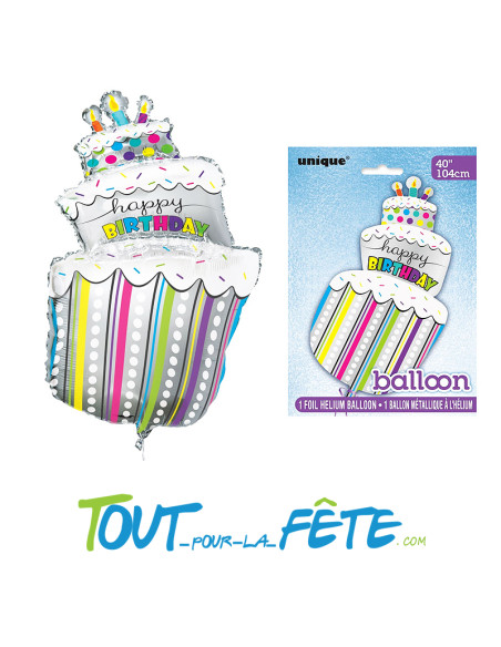 Ballon aluminium Gâteau d'anniversaire 104 cm