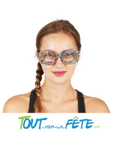 Lunettes noir avec strass multicolore