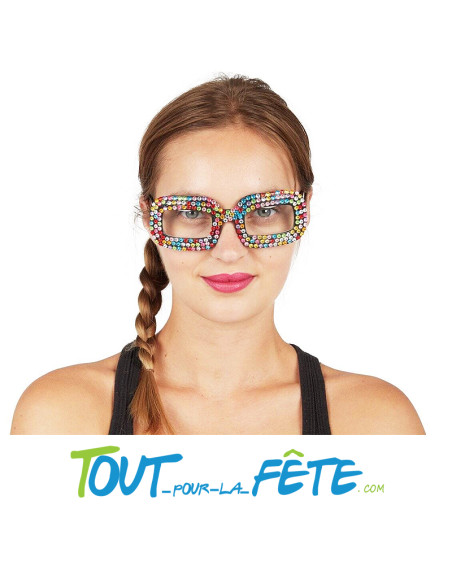Lunettes noir avec strass multicolore