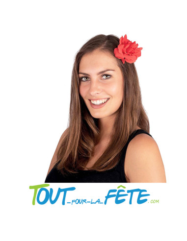 Pince a cheveux fleur rouge