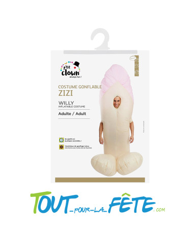 Déguisement zizi gonflable taille unique pour adulte