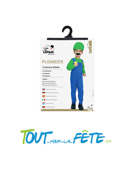 Déguisement de plombier Luigi taille enfant