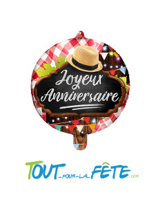 Ballon aluminium Joyeux Anniversaire La Guinguette 45cm