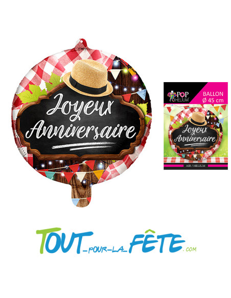 Ballon aluminium Joyeux Anniversaire La Guinguette 45cm
