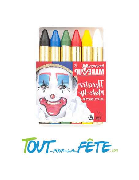 6 crayons maquillage gras colorie assortis