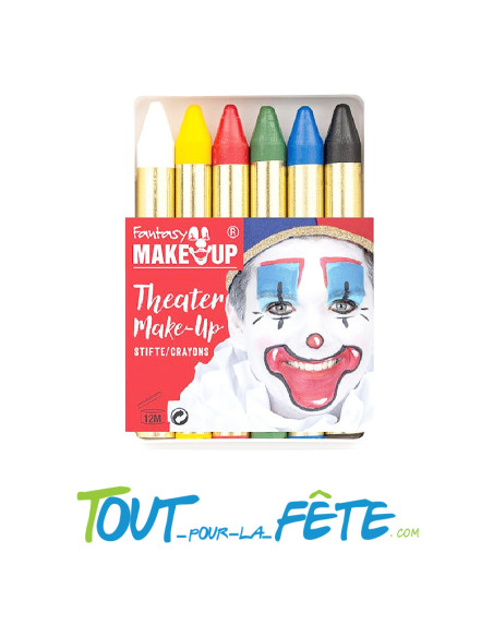 6 crayons maquillage gras colorie assortis