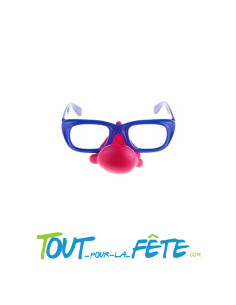 Lunettes avec nez de clown bleu et rouge 2