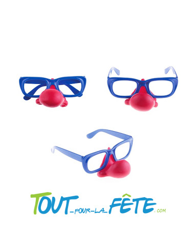 Lunettes avec nez de clown bleu et rouge