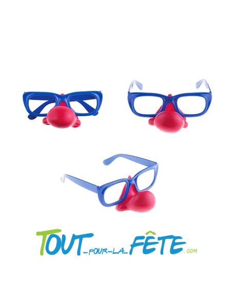 Lunettes avec nez de clown bleu et rouge