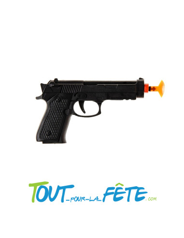 Pistolet noir avec 3 fléchettes 14 cm
