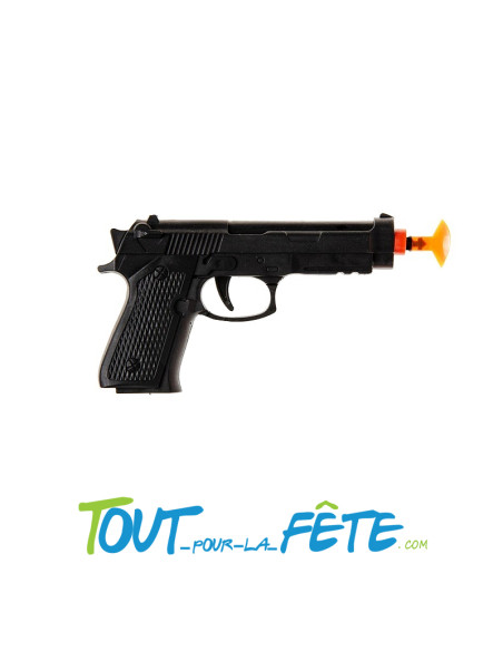 Pistolet noir avec 3 fléchettes 14 cm