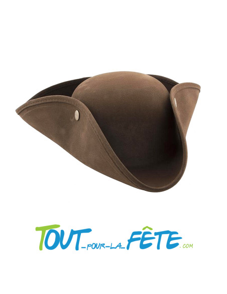 Chapeau tricorne de pirate effet daim marron taille adulte