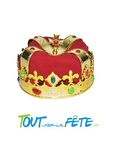 Couronne de roi or avec tissus rouge