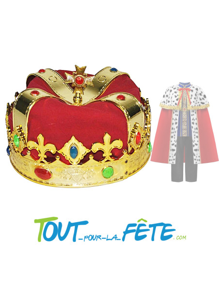 Couronne de roi or avec tissus rouge