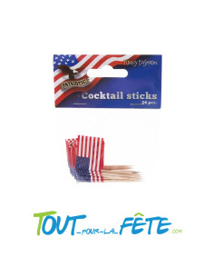 24 Piques apéritifs drapeau USA