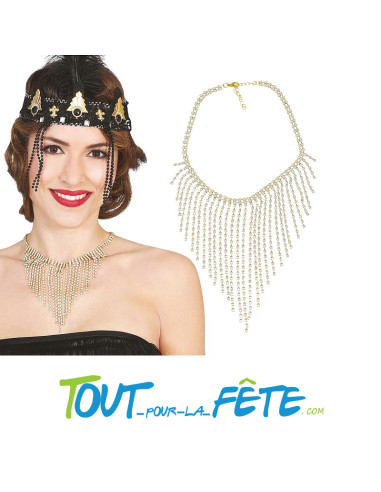 Collier avec pluie de diamants ( style année 20 )
