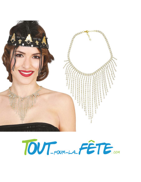 Collier avec pluie de diamants ( style année 20 )