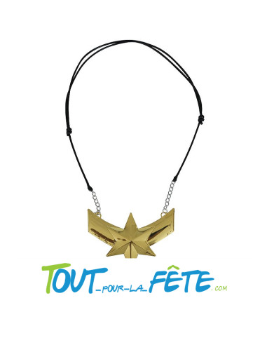 Collier super héroïne en métal doré 10cm