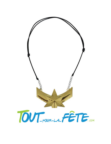 Collier super héroïne en métal doré 10cm