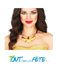 Collier super héroïne en métal doré 10cm